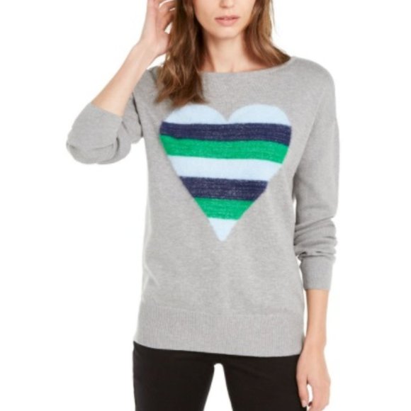 Maison Jules Sweaters - MAISON JULES Women's Heart-embellished Pullover Sc